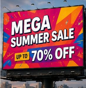 Billboard example using many bright competing colors