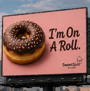 Humorous billboard design with a simple donut message